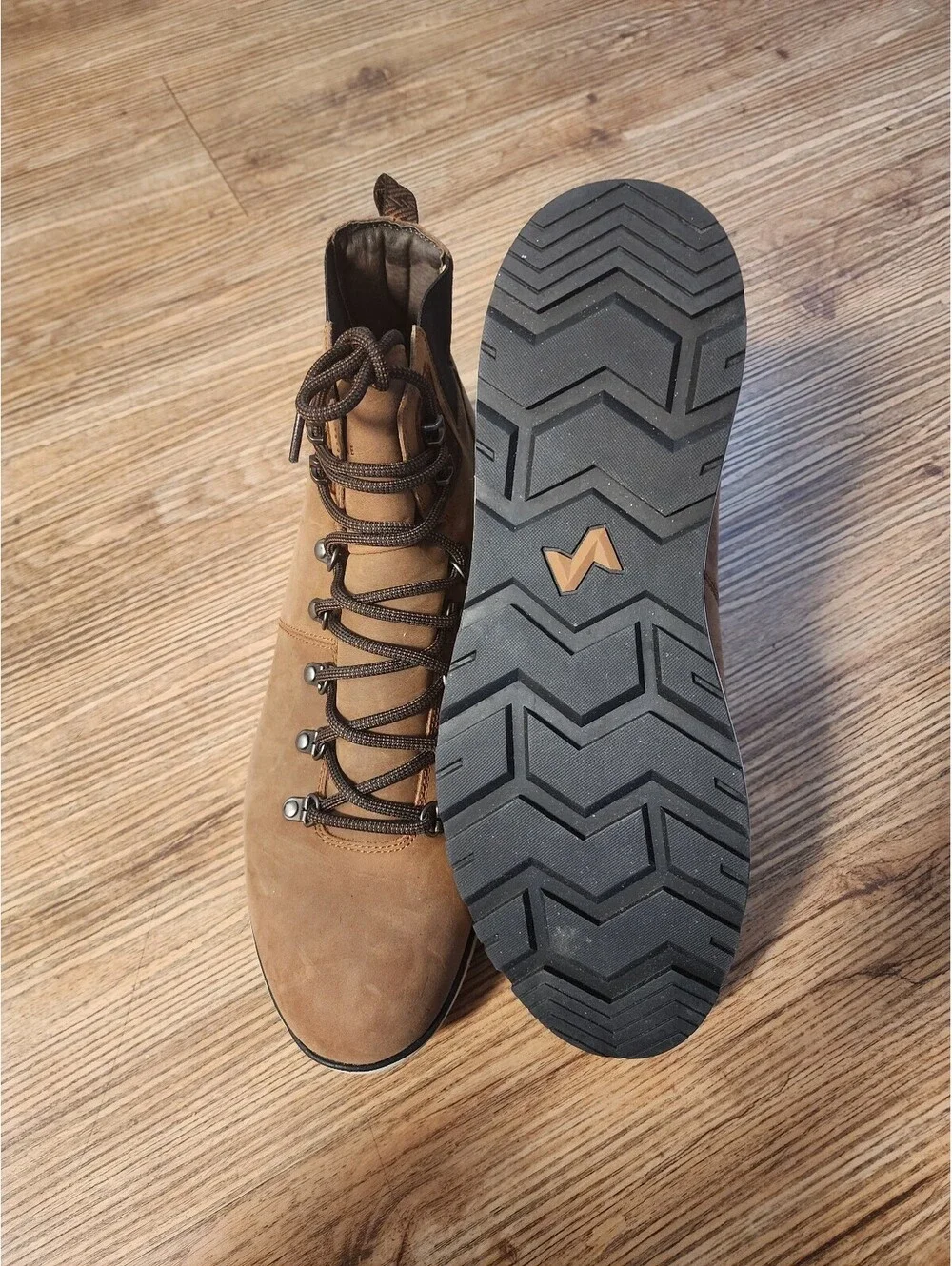 Size 13 Forsake Men's Brown Leather Hiking Boots with Lace-Up and Rubber Outsole